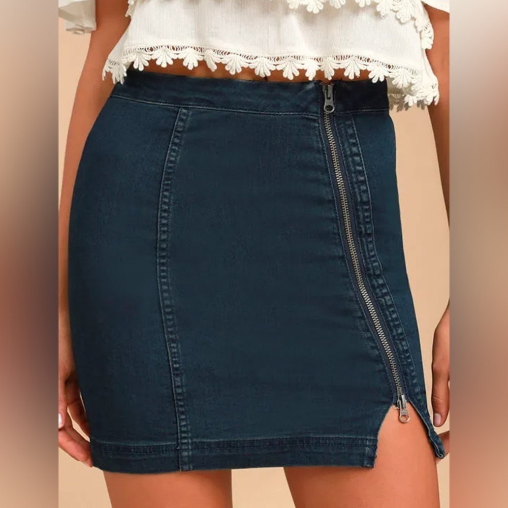Free People This Way or That denim mini skirt, size 2